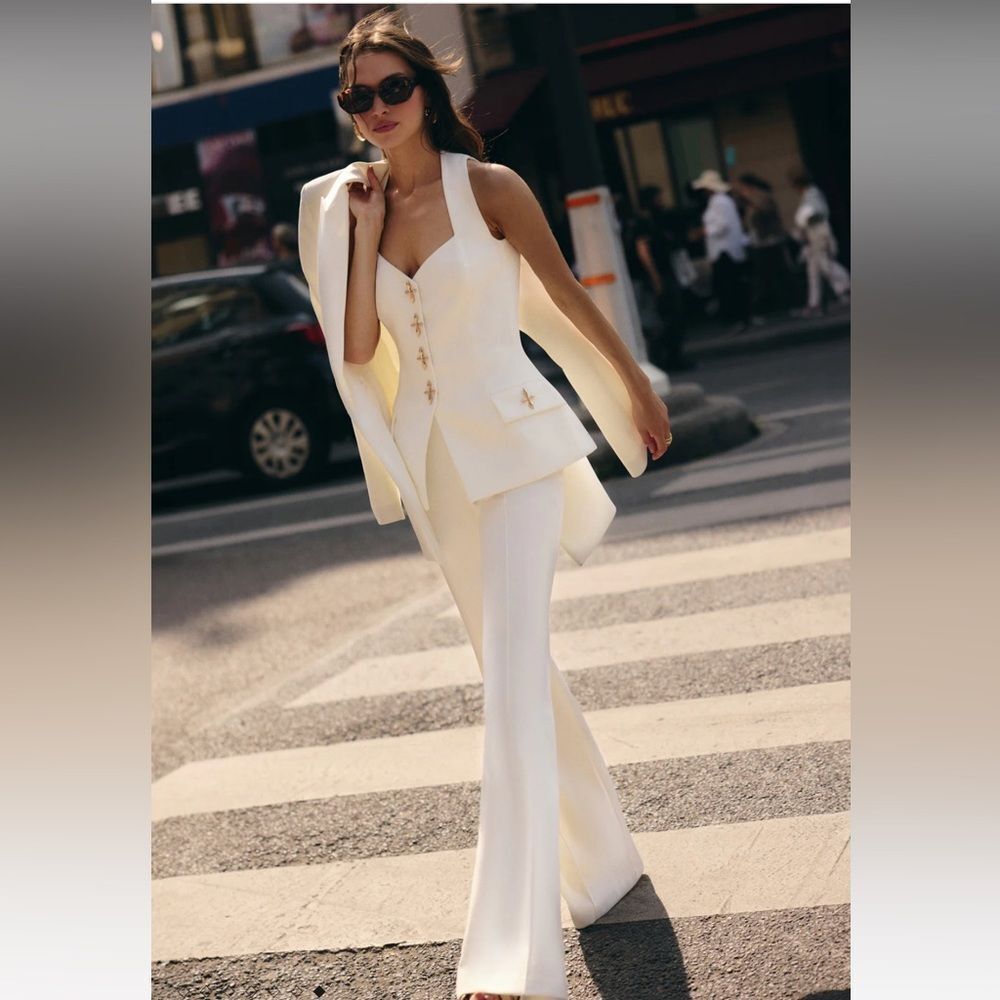 Nadine Merabi Zoe White Waistcoat